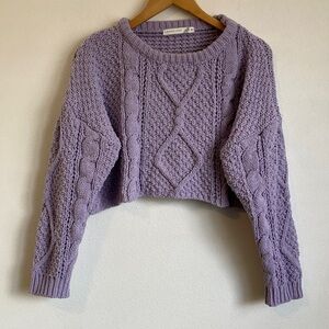 Altar'd State y2K Lavender Open-Knit Sweater Cropped Medium